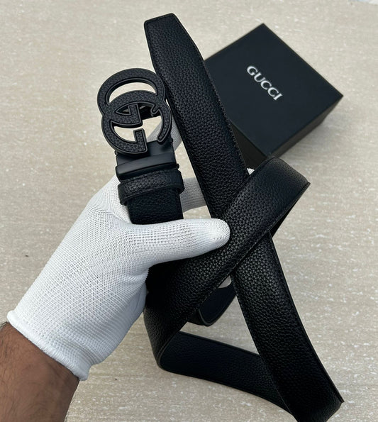 MATTE BLACK DOUBLE LEATHER G LEATHER BELT