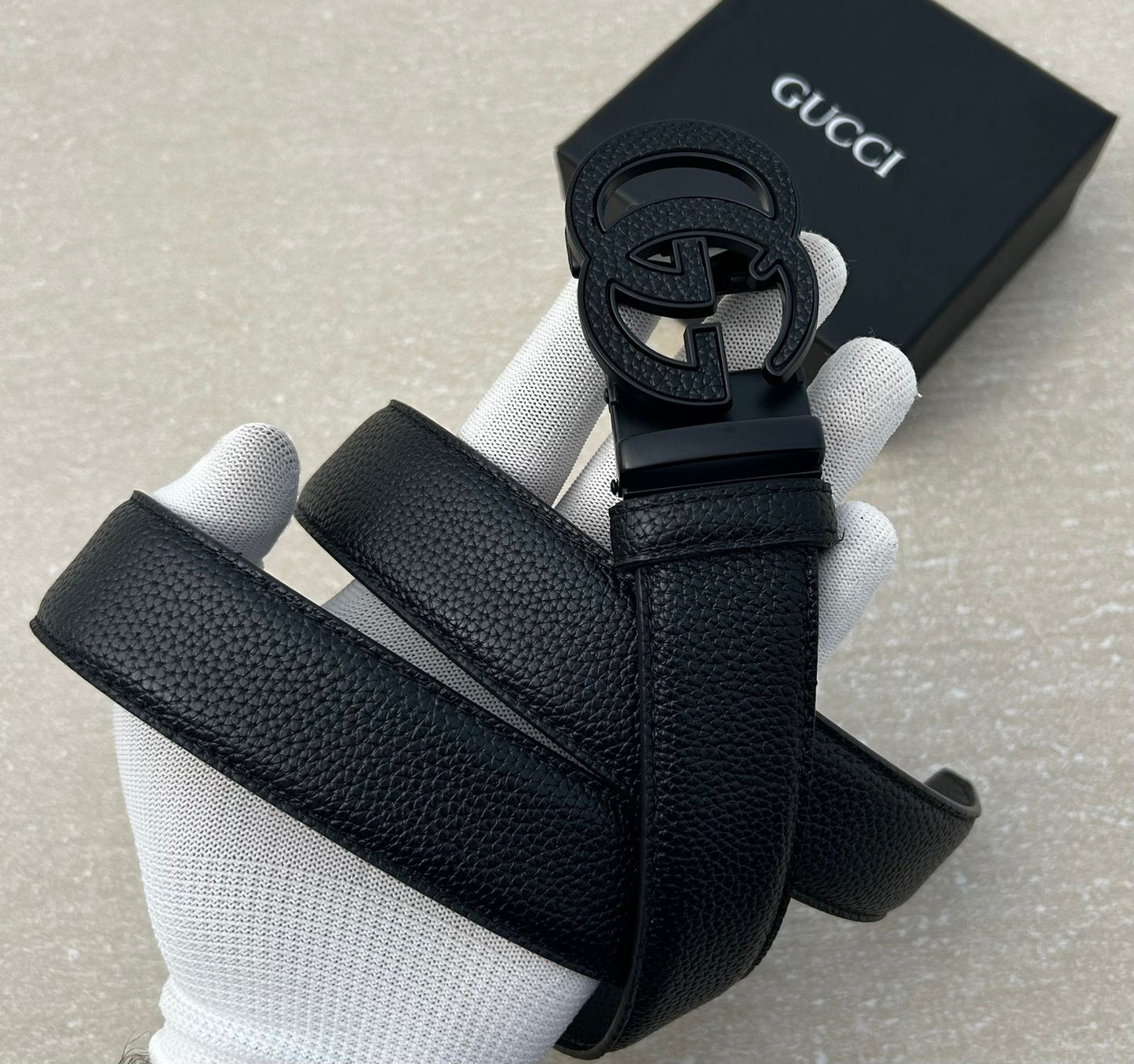 MATTE BLACK DOUBLE LEATHER G LEATHER BELT